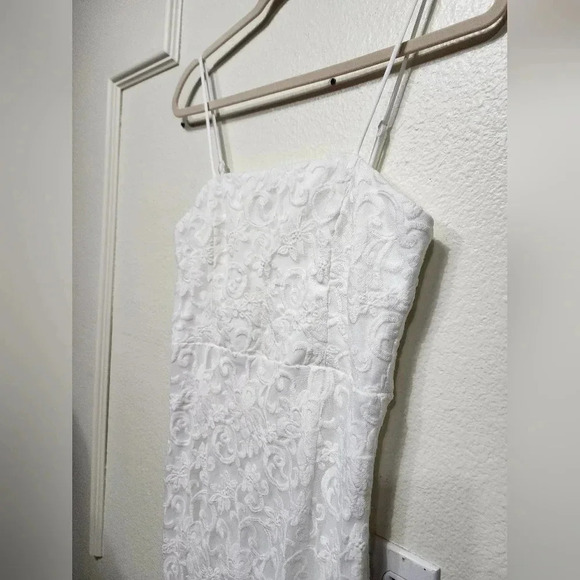 Lulus My Kind of Forever White Mesh Floral Embroidered Maxi Dress XS Wedding - Picture 10 of 14